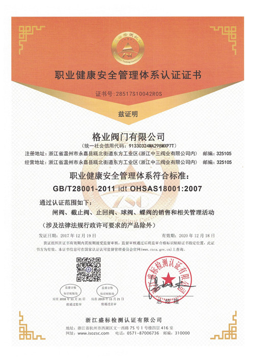 OHSAS职业健康安全管理体系认证中文版